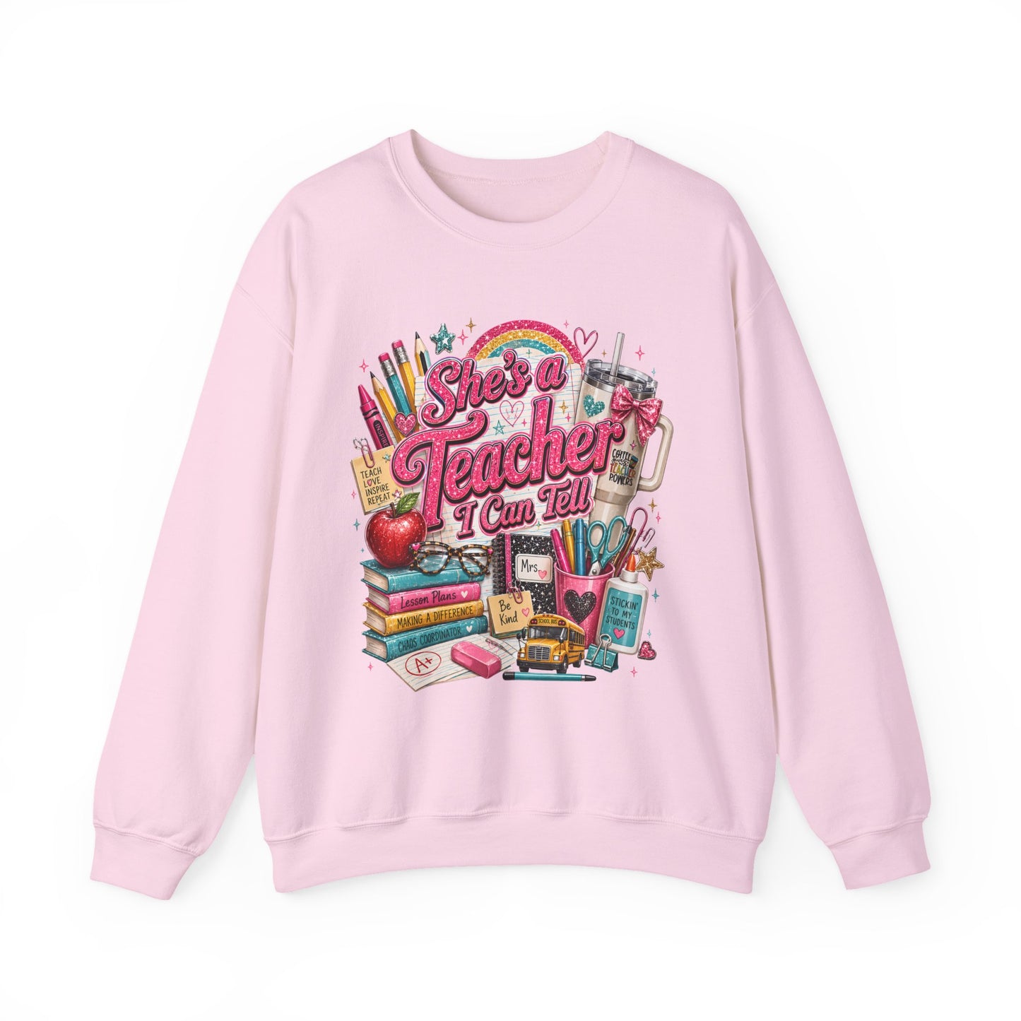 Teacher Crewneck Sweatshirt — "She’s a Teacher I Can Tell" Graphic
