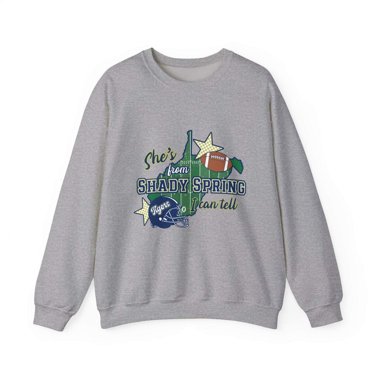 Shady Spring Home Town Crewneck Sweatshirt – "She's from Shady Spring" Vintage Football Design