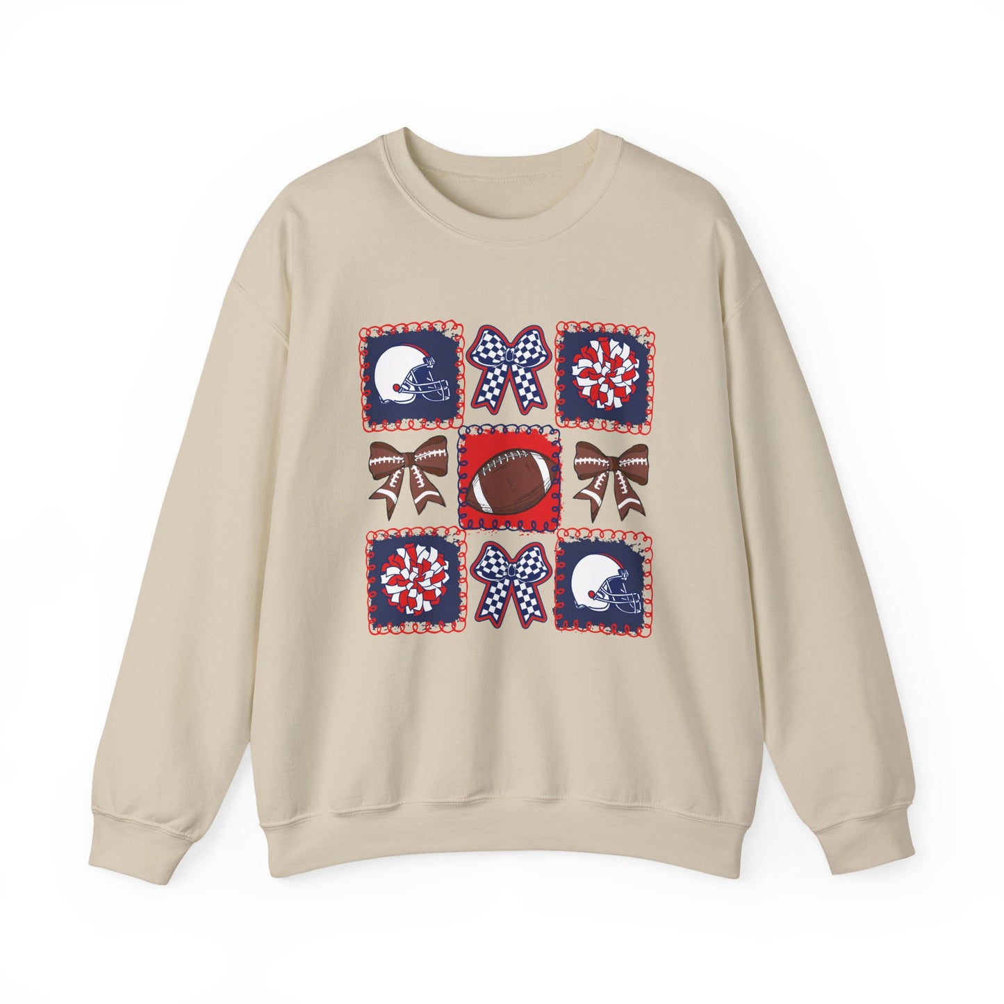 Crewneck Sweatshirt – Patriotic Football Quilt Design (Stars & Bows)