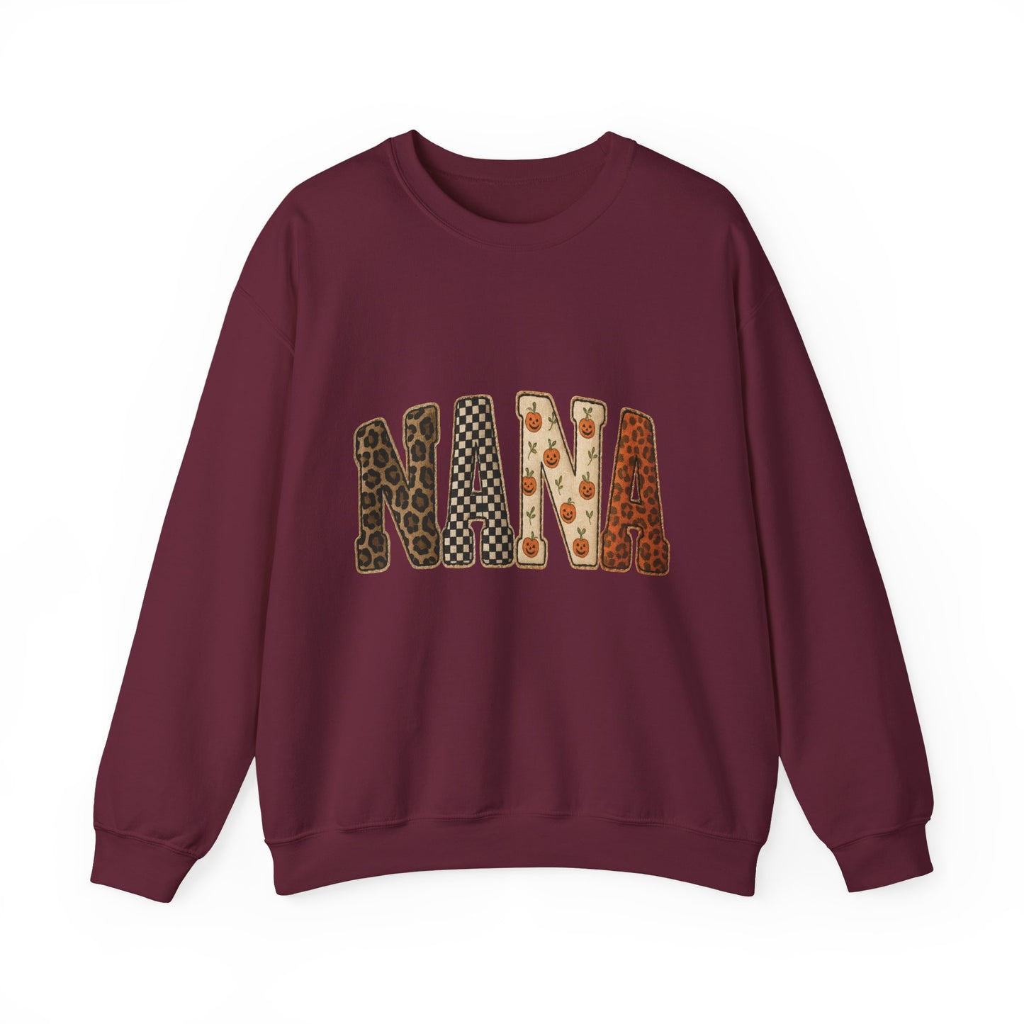 Nana Leopard & Pumpkin Patch Crewneck Sweatshirt — Cozy Fall Pullover