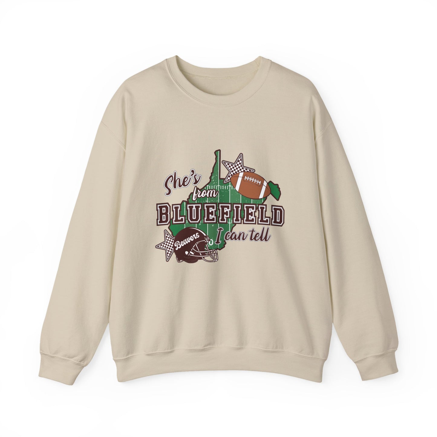 Bluefield Football Crewneck Sweatshirt – "She’s from Bluefield I Can Tell"