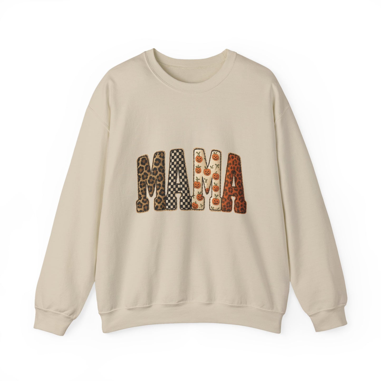 Mama Leopard & Pumpkin Crewneck Sweatshirt - Fall Mama Graphic Pullover