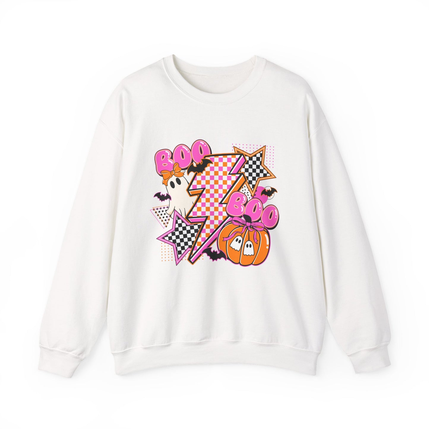 Retro Lightning Boo Ghosts Pumpkin Sweatshirt