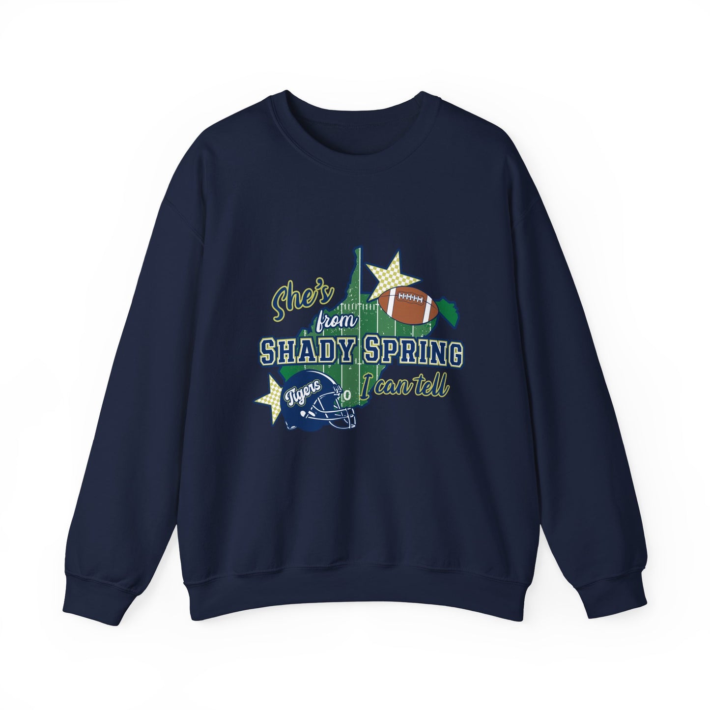 Shady Spring Home Town Crewneck Sweatshirt – "She's from Shady Spring" Vintage Football Design