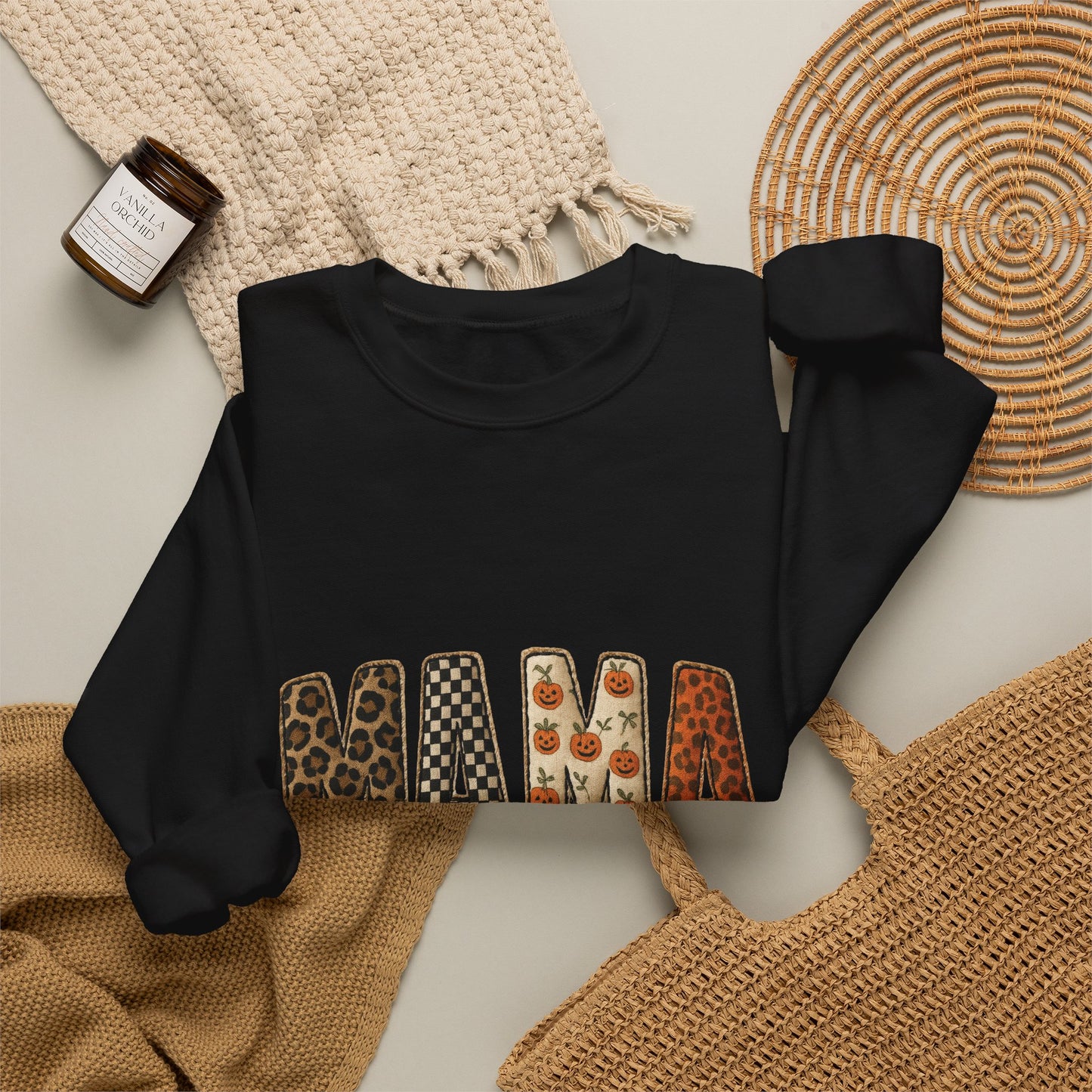 Mama Leopard & Pumpkin Crewneck Sweatshirt - Fall Mama Graphic Pullover
