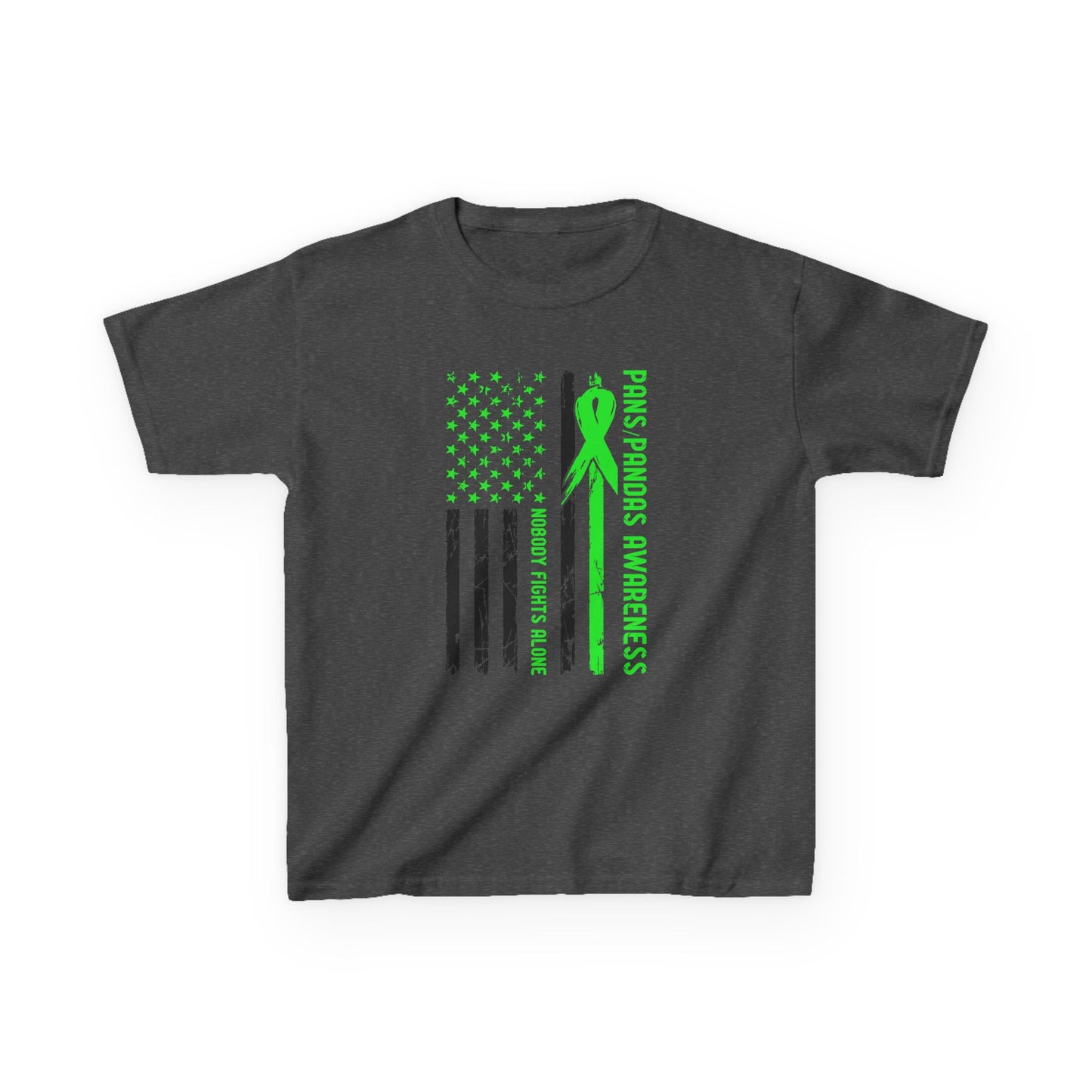 Kids PANDAS/PANS Awareness T-Shirt — Green Ribbon Flag Design