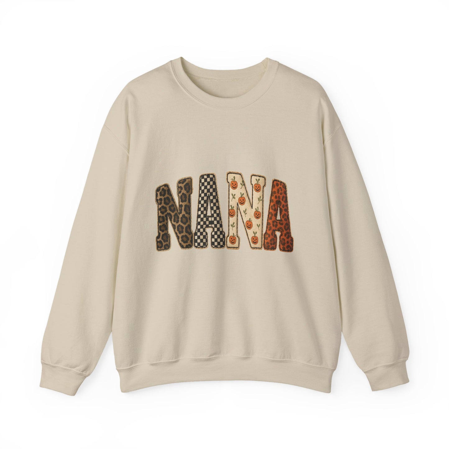 Nana Leopard & Pumpkin Patch Crewneck Sweatshirt — Cozy Fall Pullover