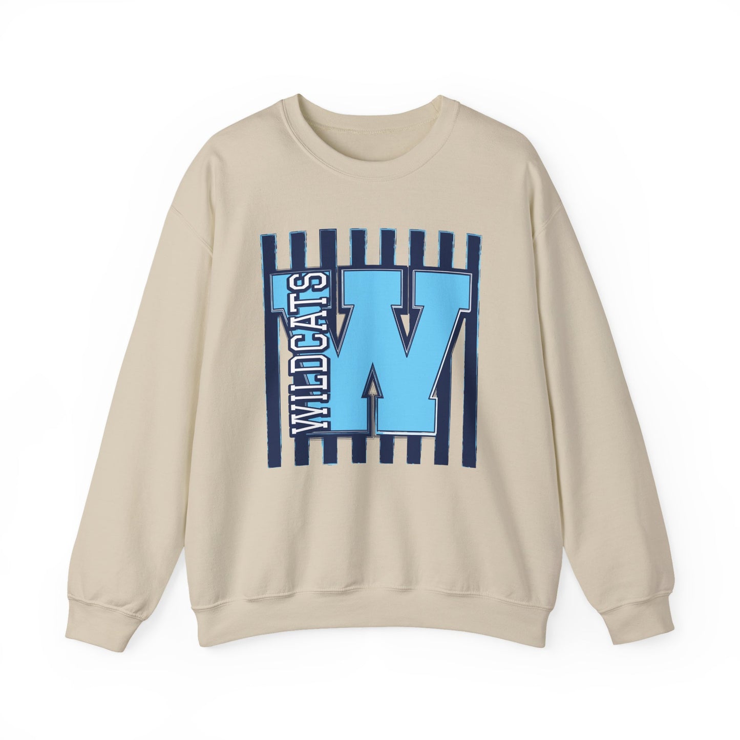 Wildcats 'W' Crewneck Sweatshirt — Striped unisex MEADOW BRIDGE Spirit Pullover