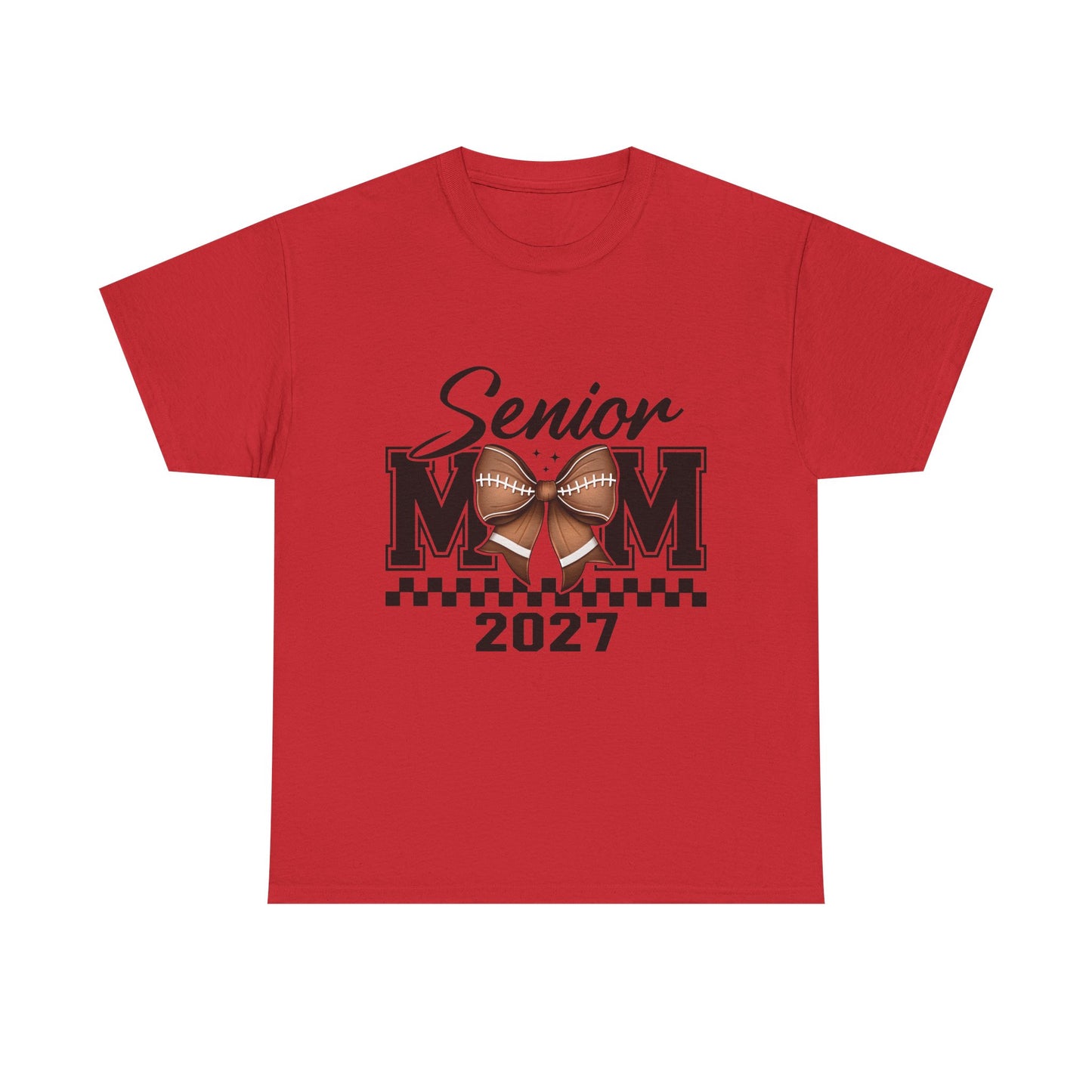 Senior Mom 2027 Football Bow T-Shirt — Proud Senior Year Mom Tee