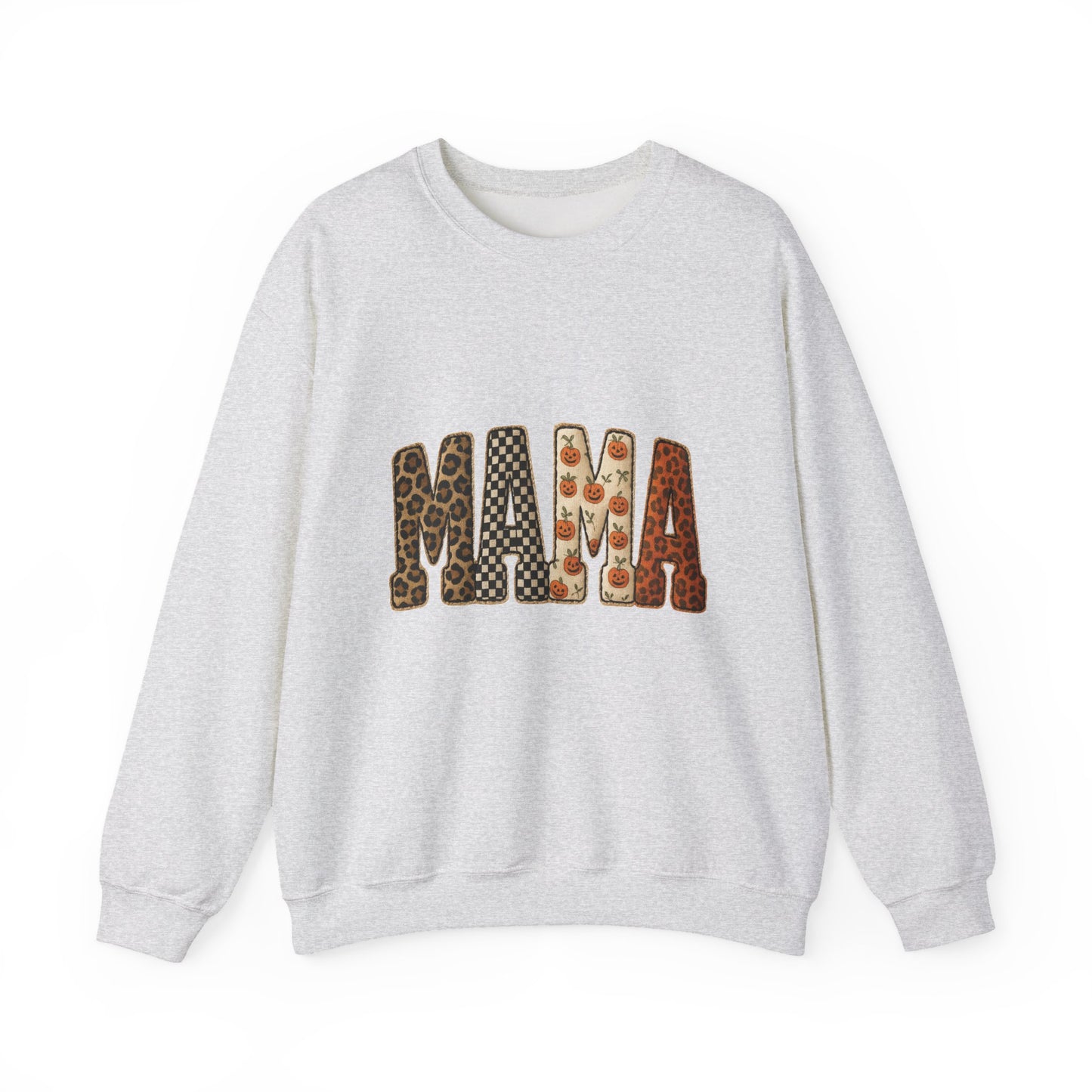 Mama Leopard & Pumpkin Crewneck Sweatshirt - Fall Mama Graphic Pullover