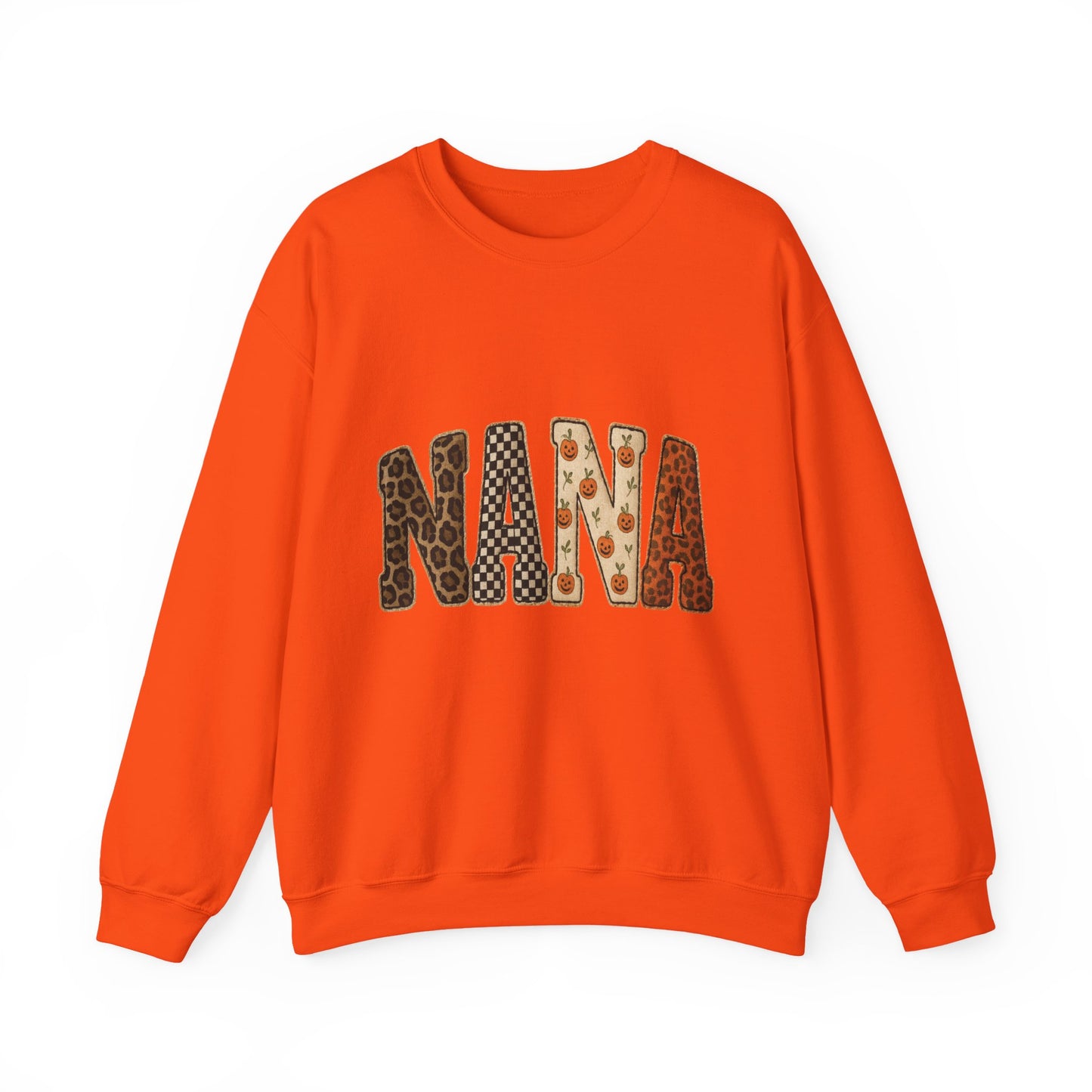 Nana Leopard & Pumpkin Patch Crewneck Sweatshirt — Cozy Fall Pullover