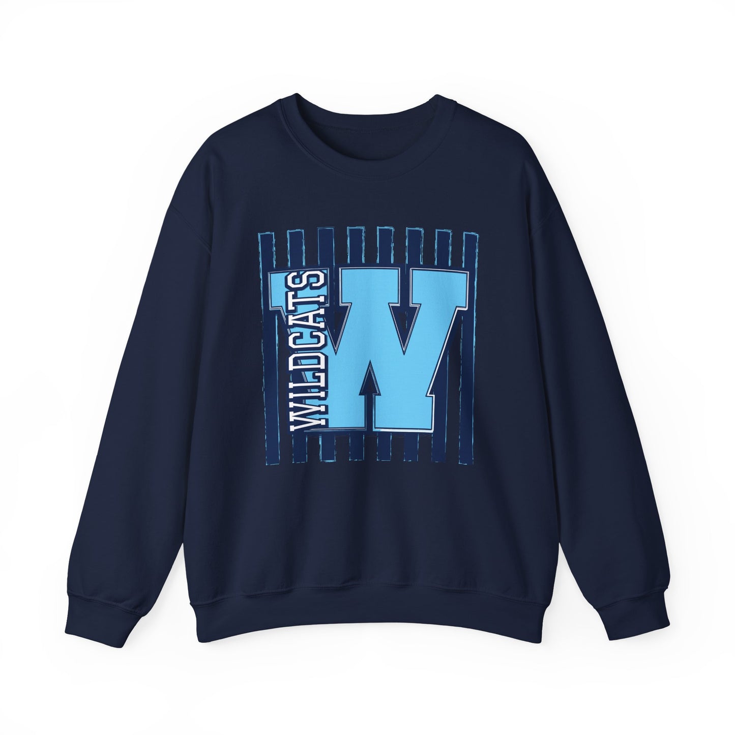 Wildcats 'W' Crewneck Sweatshirt — Striped unisex MEADOW BRIDGE Spirit Pullover