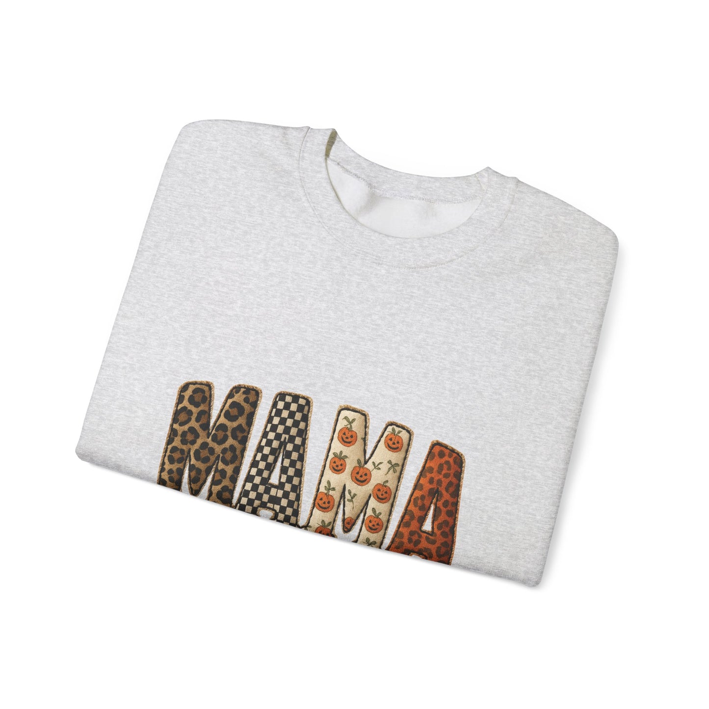 Mama Leopard & Pumpkin Crewneck Sweatshirt - Fall Mama Graphic Pullover