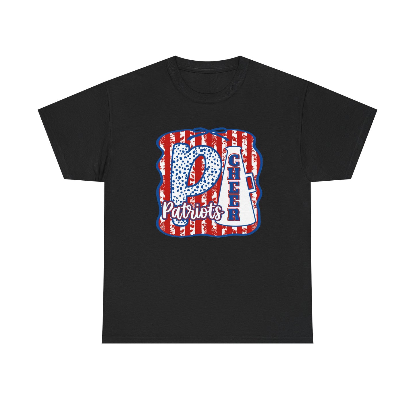 Patriots Cheer Letterman Graphic Tee - Red White Blue School Spirit Shirt
