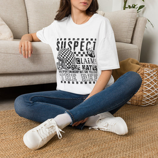 Suspect Claims Graphic T-Shirt — Vintage Football Helmet Checkerboard Design