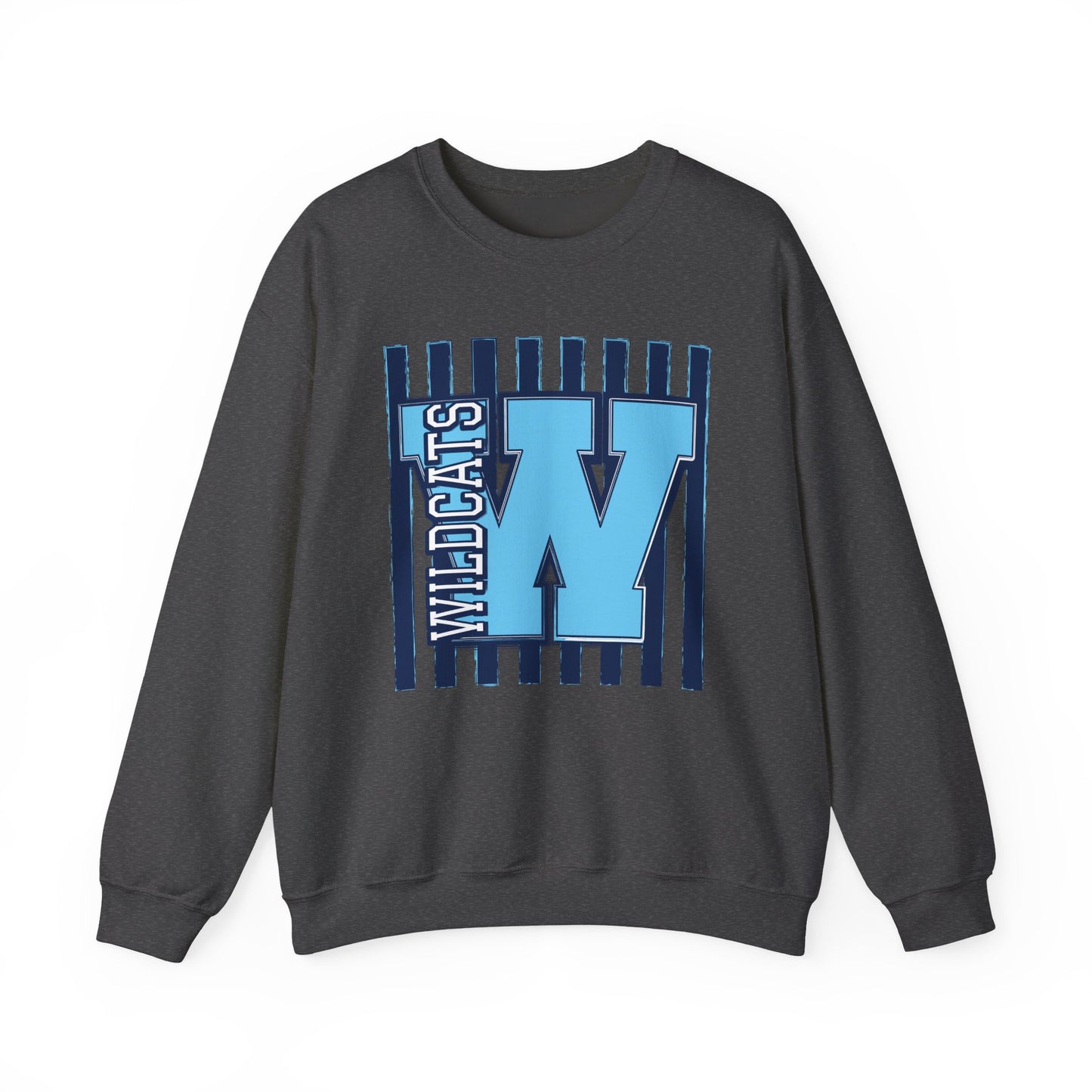 Wildcats 'W' Crewneck Sweatshirt — Striped unisex MEADOW BRIDGE Spirit Pullover