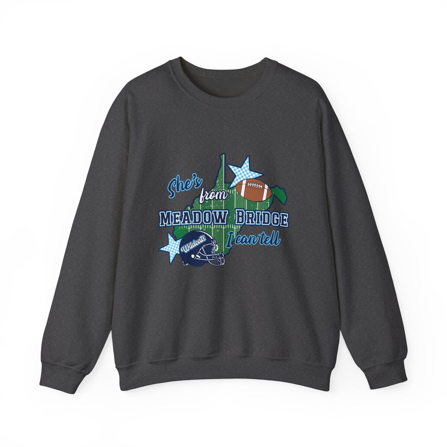 Meadow Bridge Football Crewneck Sweatshirt – "She's From Meadow Bridge, I Can Tell" School Pride