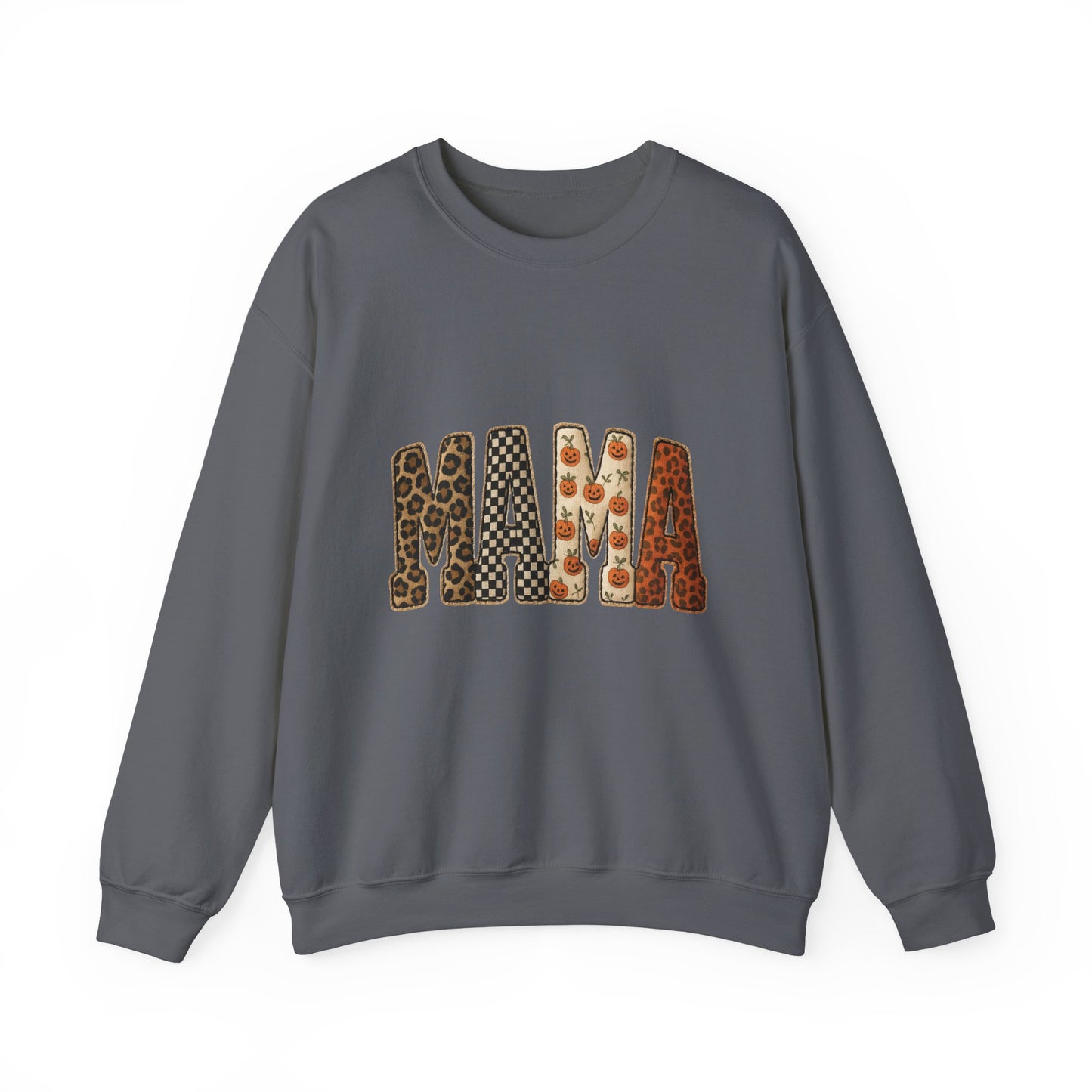 Mama Leopard & Pumpkin Crewneck Sweatshirt - Fall Mama Graphic Pullover
