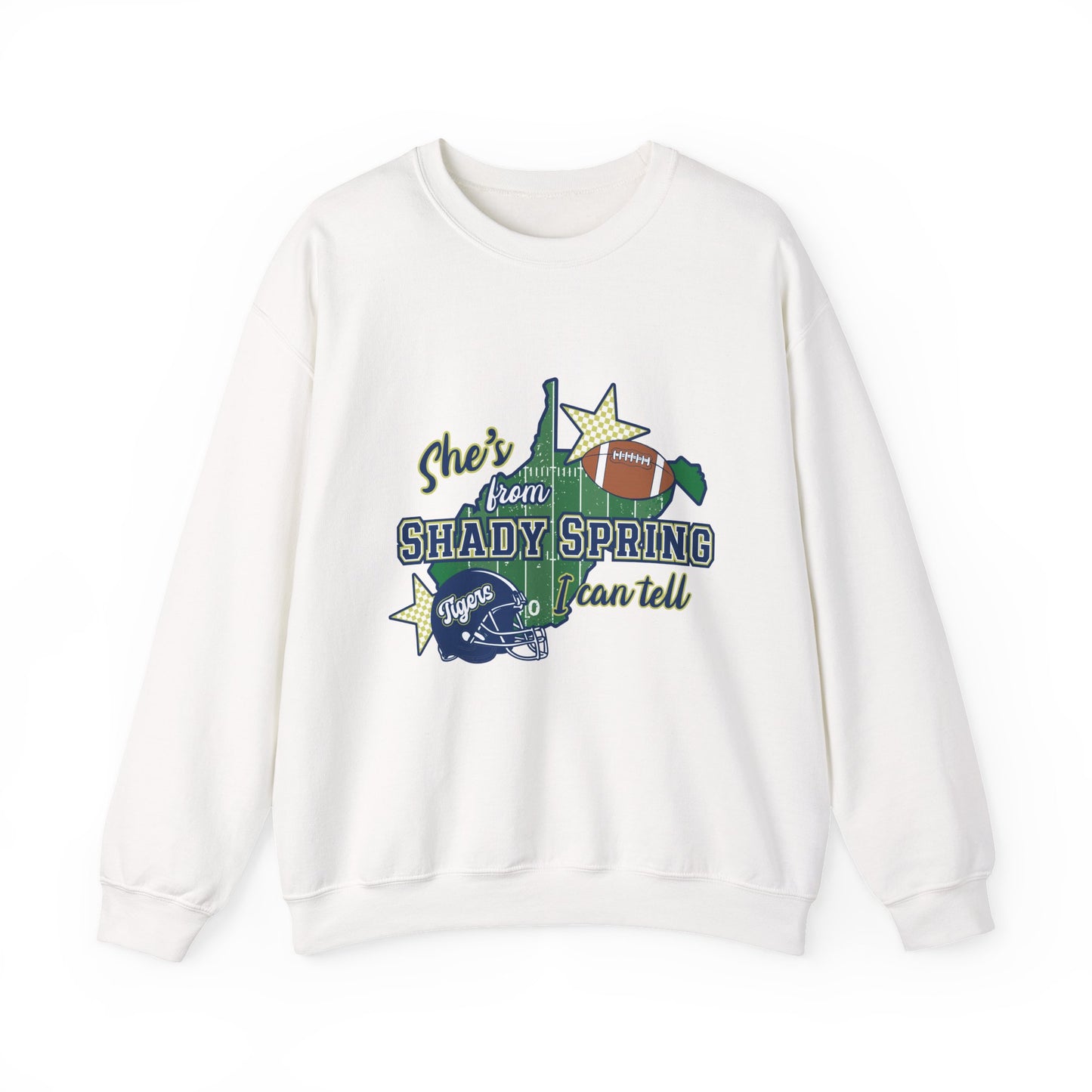 Shady Spring Home Town Crewneck Sweatshirt – "She's from Shady Spring" Vintage Football Design