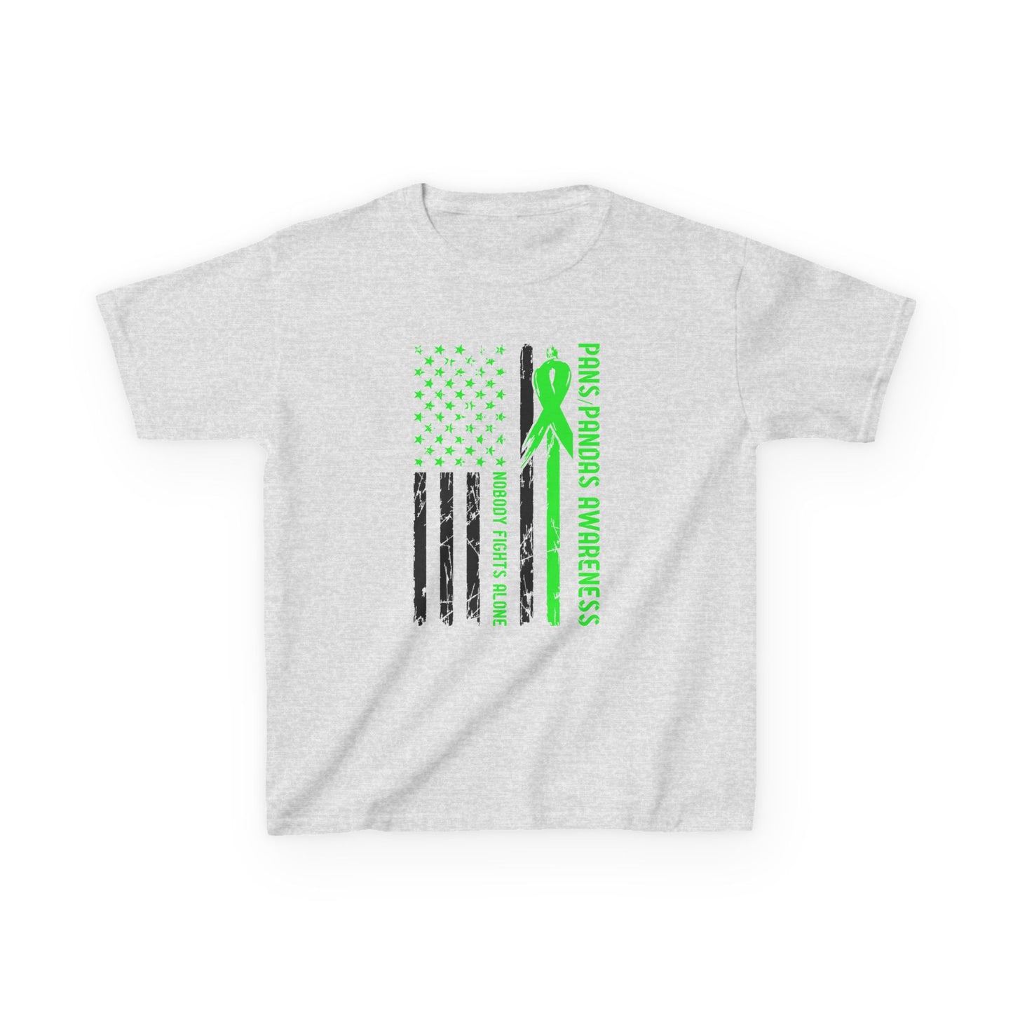 Kids PANDAS/PANS Awareness T-Shirt — Green Ribbon Flag Design