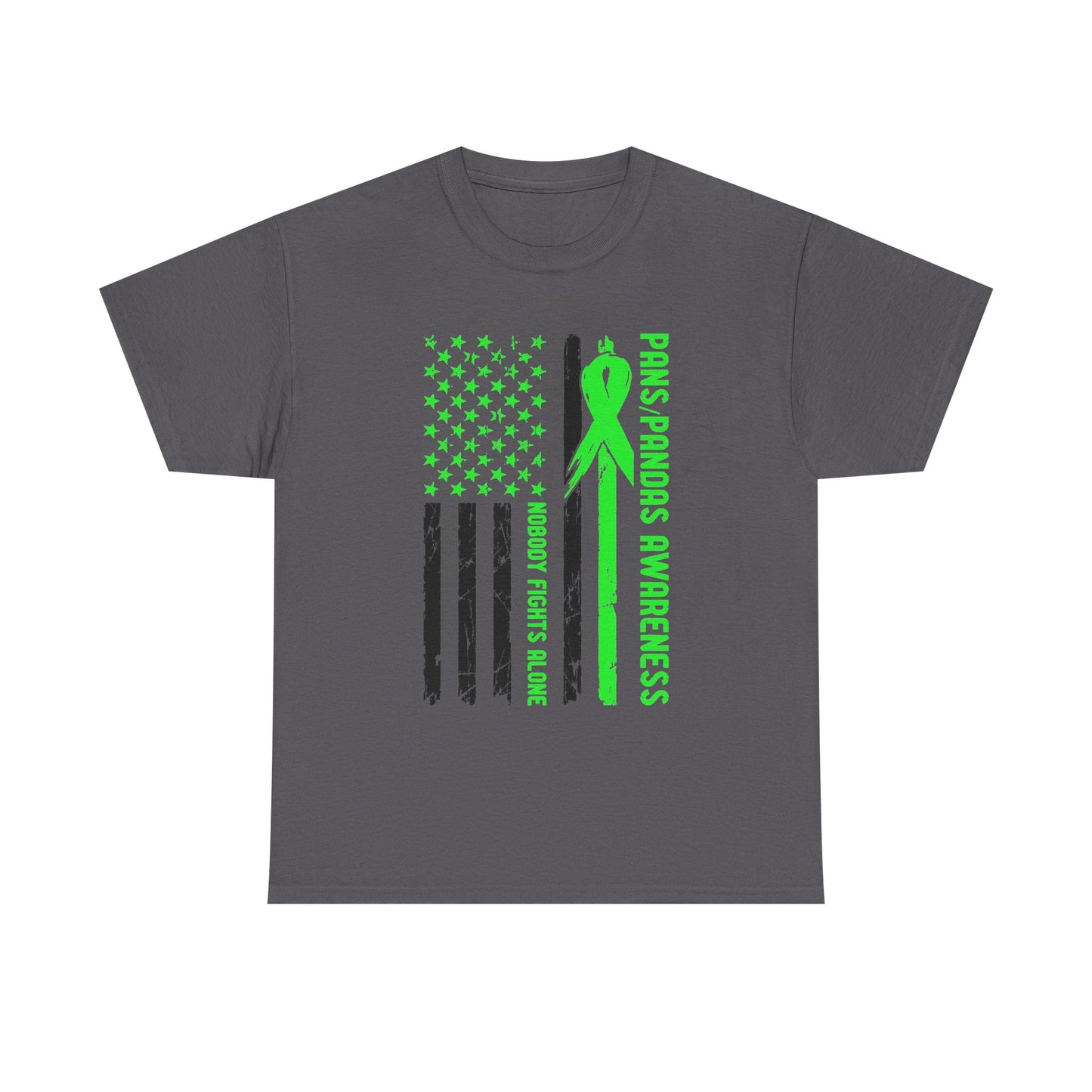 MENS PANS/PANDAS Awareness Flag Tee — Neon Green Awareness Ribbon Shirt