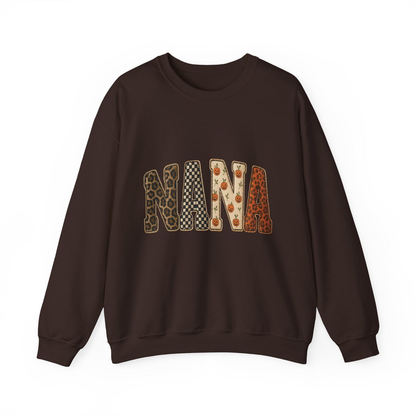 Nana Leopard & Pumpkin Patch Crewneck Sweatshirt — Cozy Fall Pullover