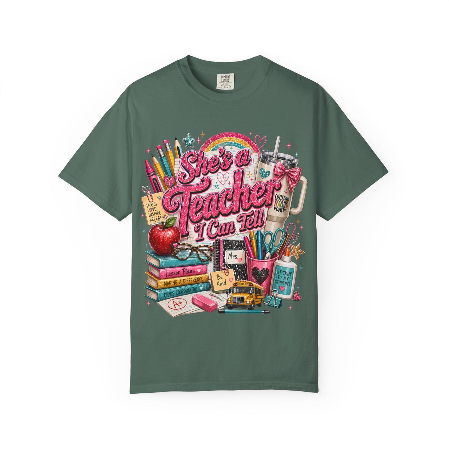 She’s a Teacher I Can Tell T-Shirt — Cute School Supplies Graphic Tee for Teachers