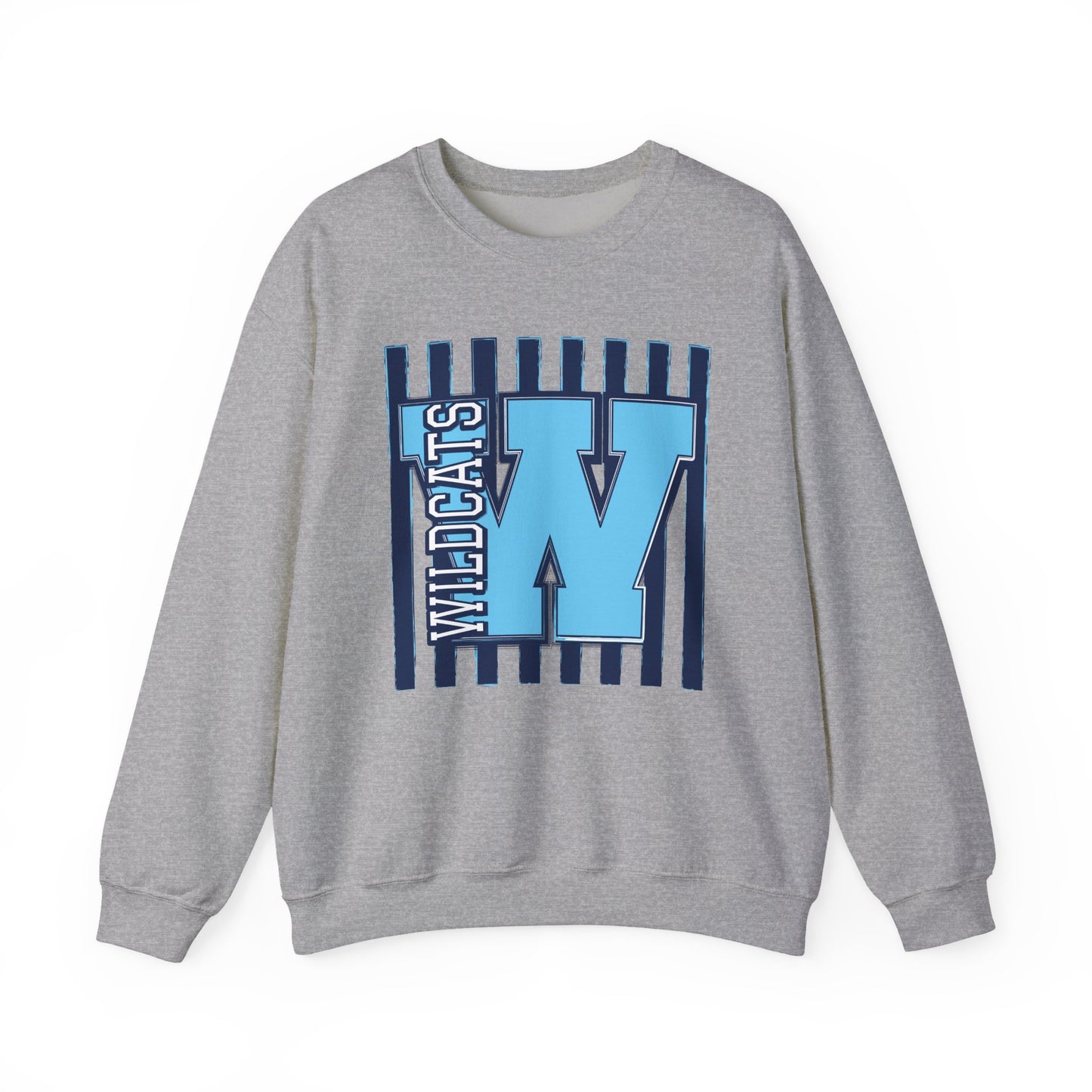 Wildcats 'W' Crewneck Sweatshirt — Striped unisex MEADOW BRIDGE Spirit Pullover