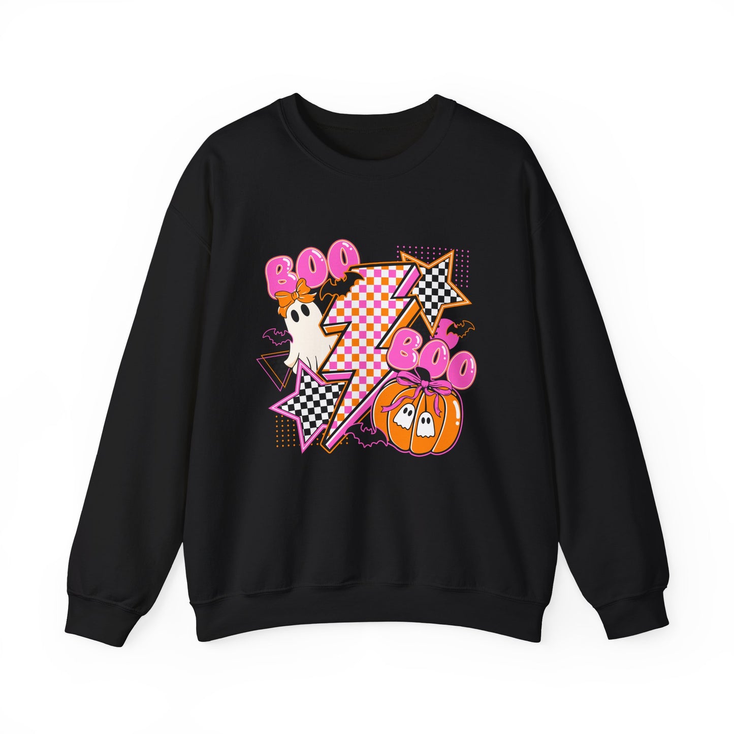 Retro Lightning Boo Ghosts Pumpkin Sweatshirt