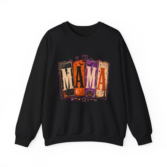 Mama Halloween Crewneck Sweatshirt — Vintage Spooky Mama Fall Pullover