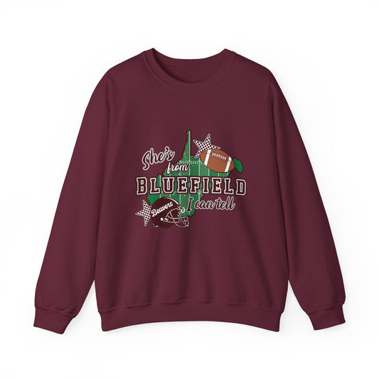 Bluefield Football Crewneck Sweatshirt – "She’s from Bluefield I Can Tell"