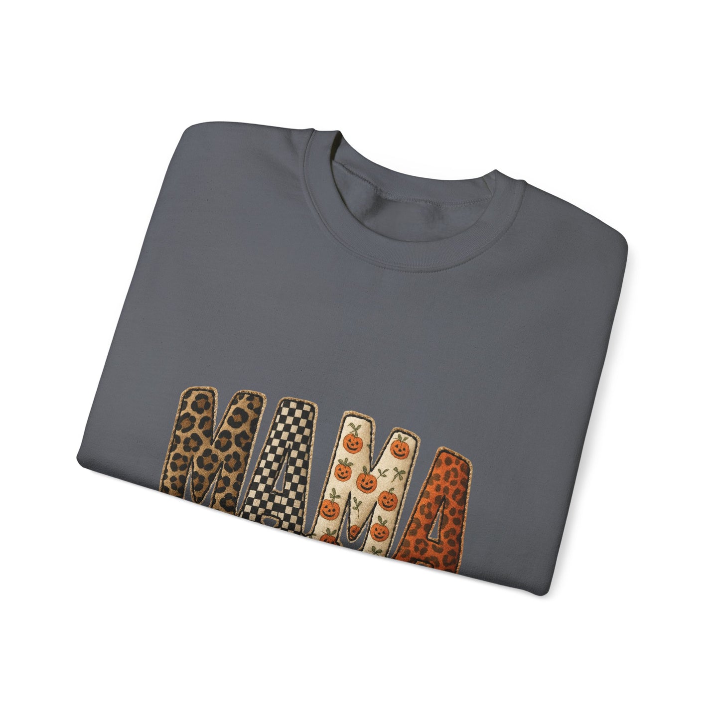 Mama Leopard & Pumpkin Crewneck Sweatshirt - Fall Mama Graphic Pullover