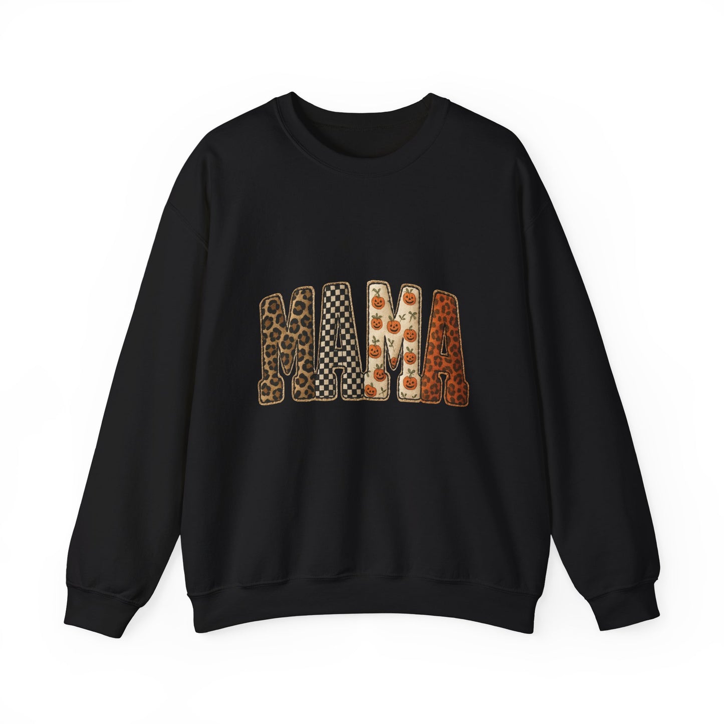 Mama Leopard & Pumpkin Crewneck Sweatshirt - Fall Mama Graphic Pullover