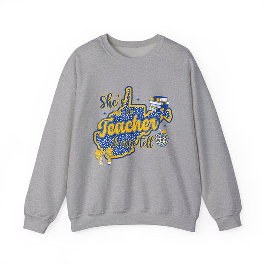 Teacher Life Crewneck Sweatshirt — "She's a Teacher,"
