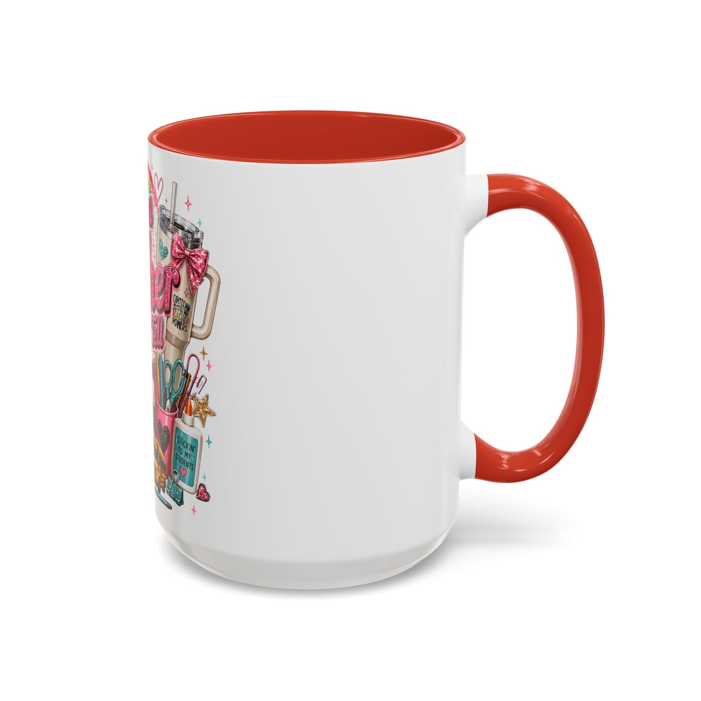 She's a Teacher I Can Tell Coffee Mug – Gift for Female Teachers, Cute School Supplies Design (11/15 oz)