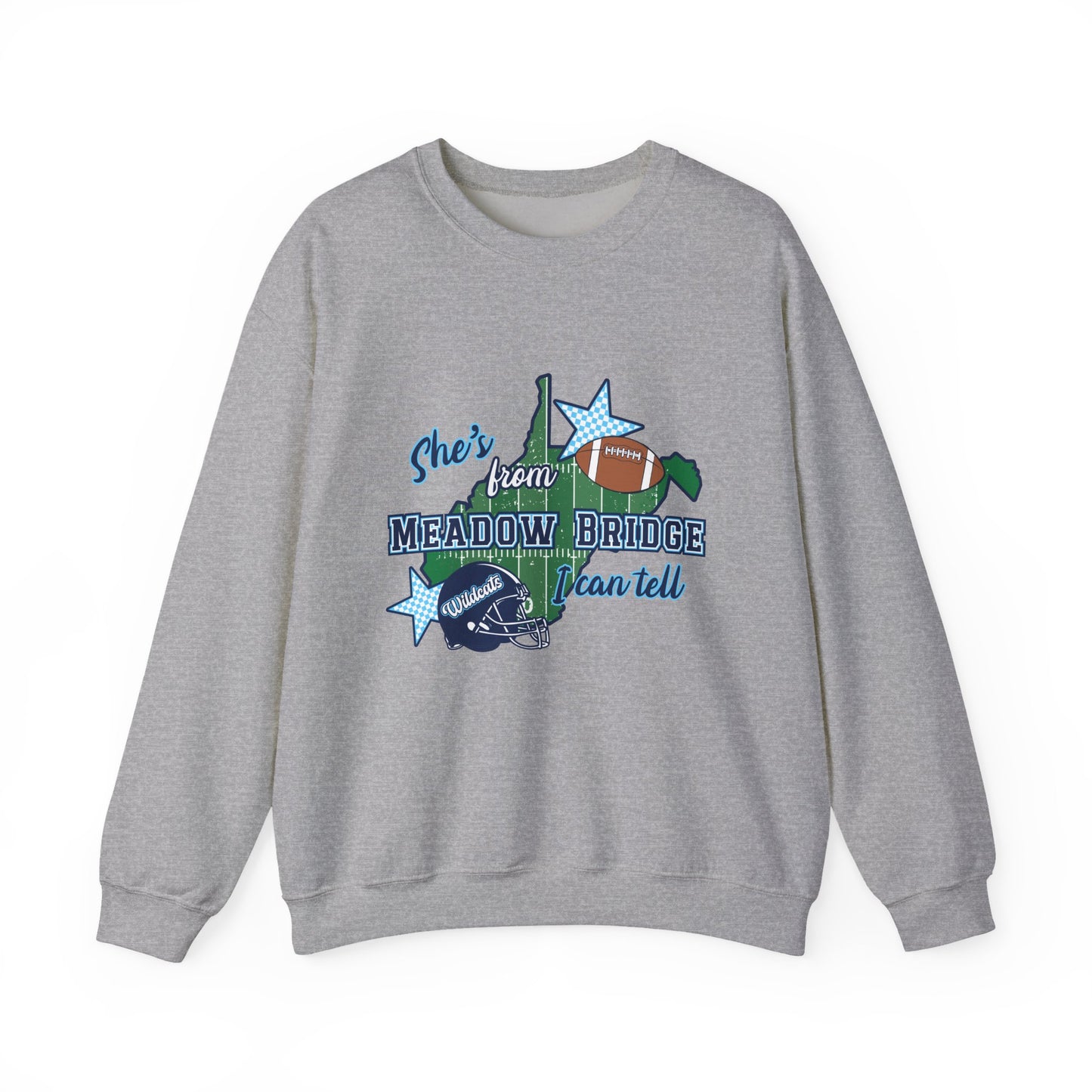 Meadow Bridge Football Crewneck Sweatshirt – "She's From Meadow Bridge, I Can Tell" School Pride