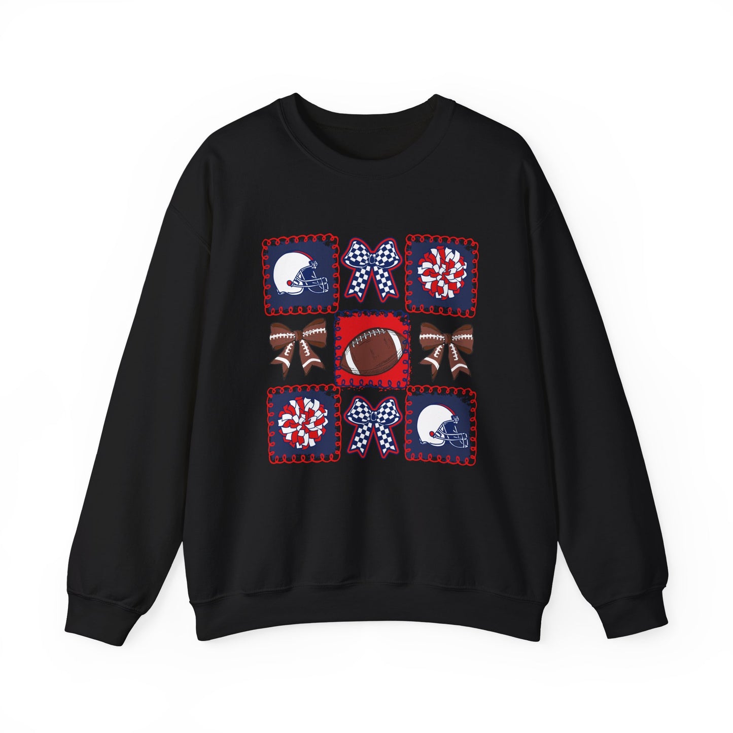 Crewneck Sweatshirt – Patriotic Football Quilt Design (Stars & Bows)