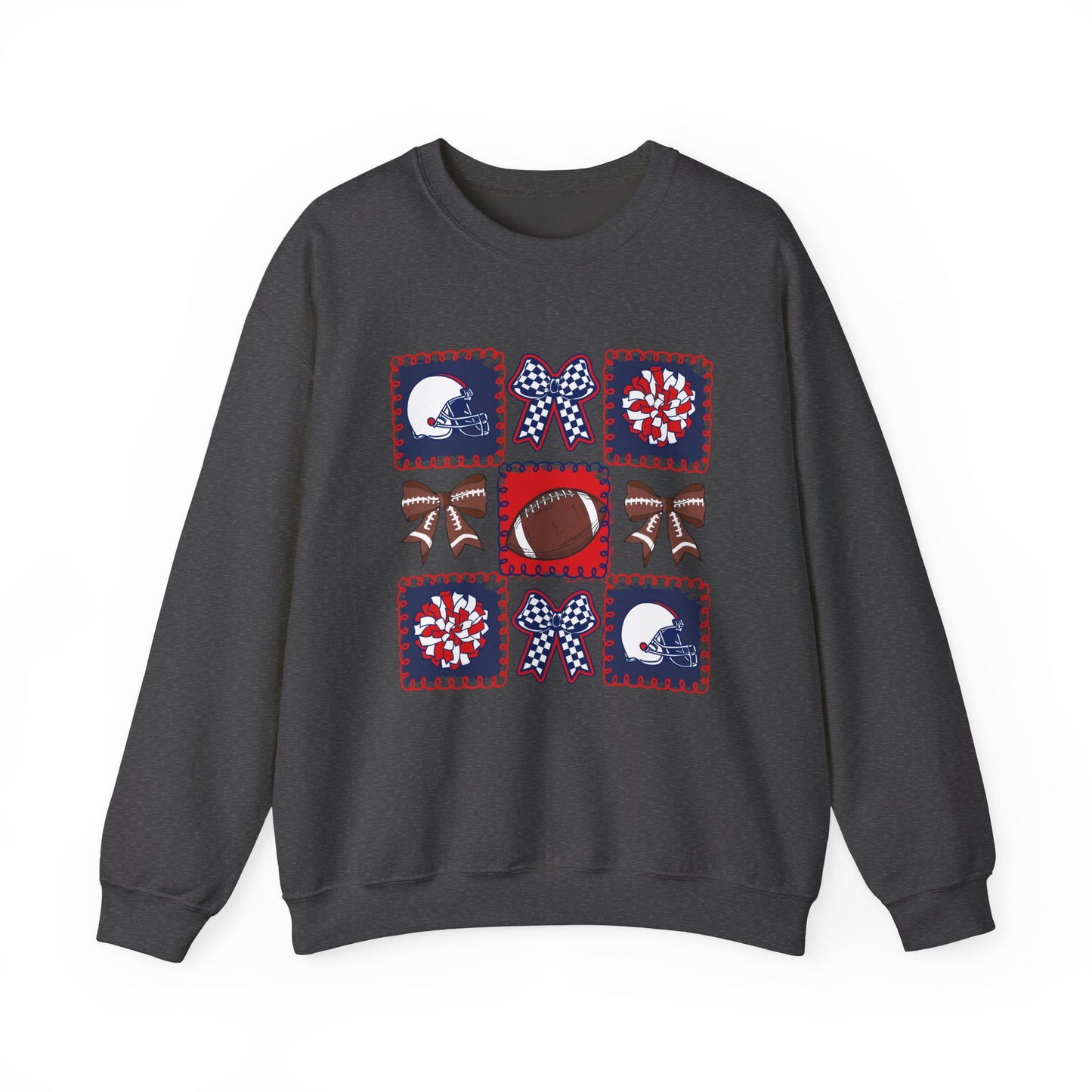 Crewneck Sweatshirt – Patriotic Football Quilt Design (Stars & Bows)