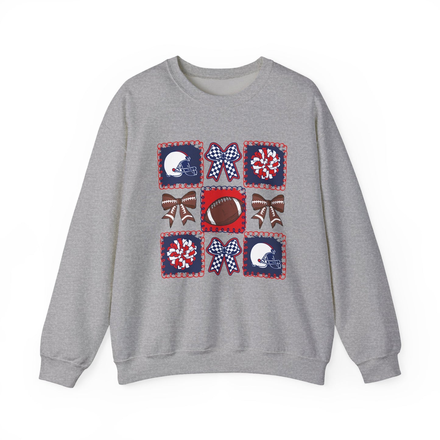 Crewneck Sweatshirt – Patriotic Football Quilt Design (Stars & Bows)