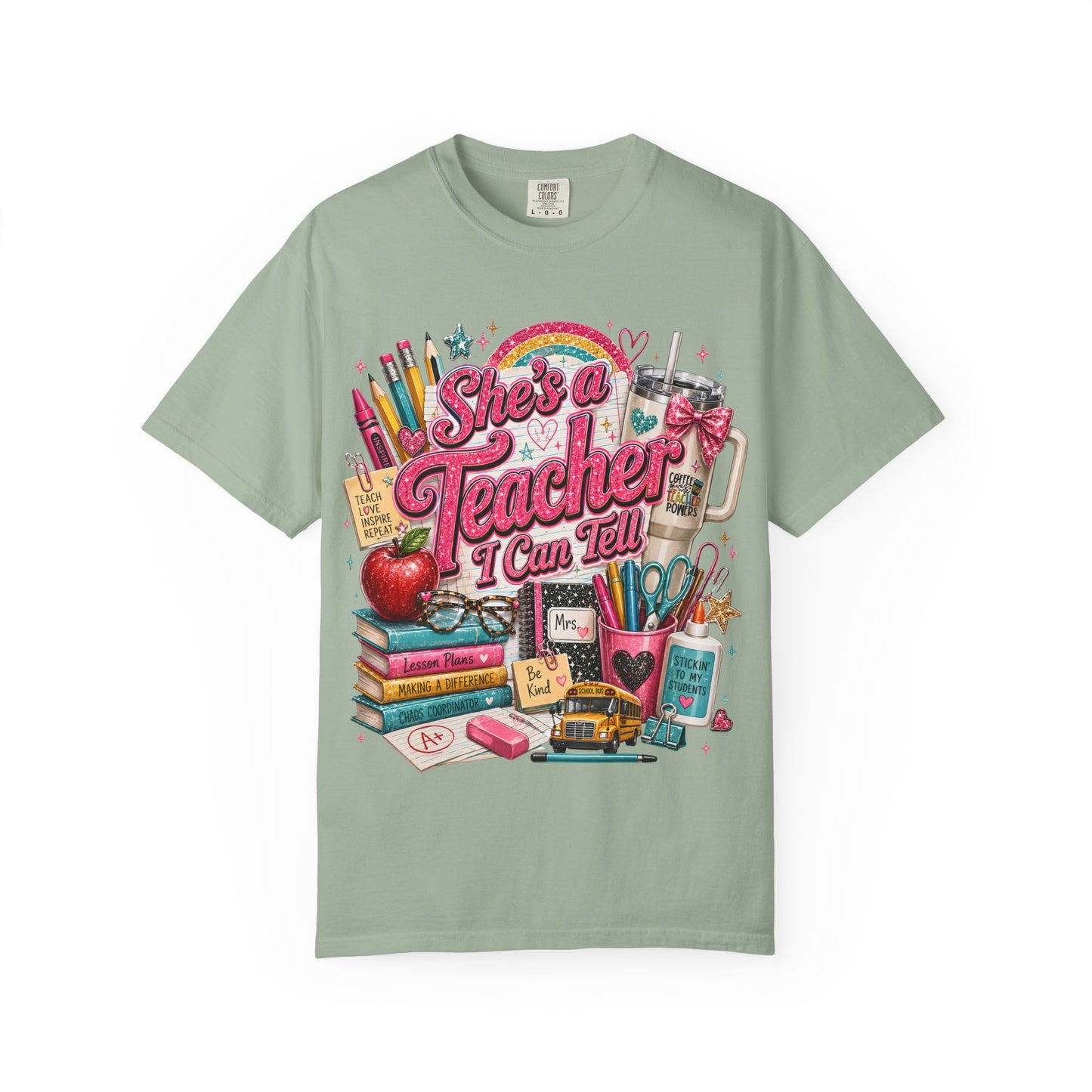 She’s a Teacher I Can Tell T-Shirt — Cute School Supplies Graphic Tee for Teachers