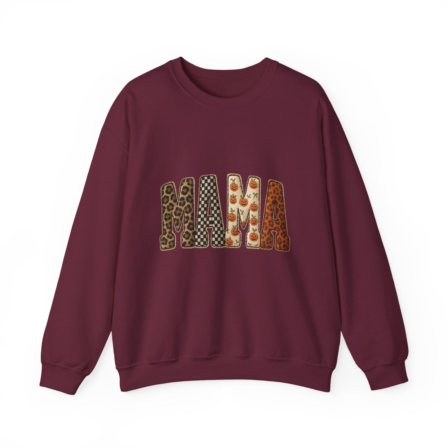 Mama Leopard & Pumpkin Crewneck Sweatshirt - Fall Mama Graphic Pullover