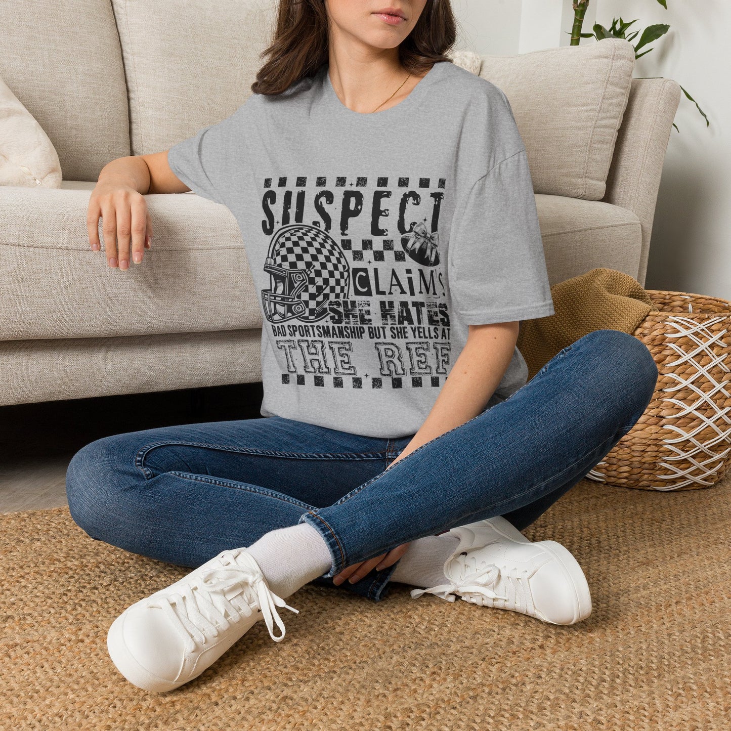 Suspect Claims Graphic T-Shirt — Vintage Football Helmet Checkerboard Design