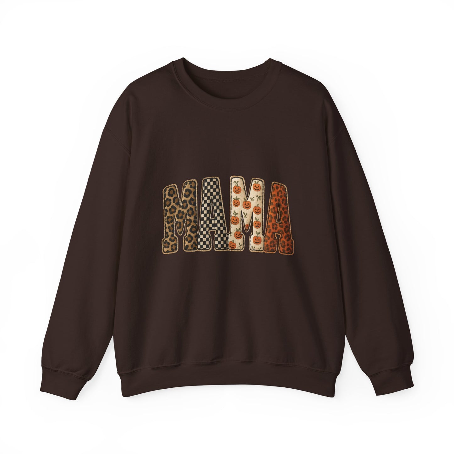 Mama Leopard & Pumpkin Crewneck Sweatshirt - Fall Mama Graphic Pullover