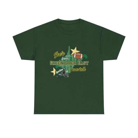 Greenbrier East Football Tee — "She’s From Greenbrier East I Can Tell"