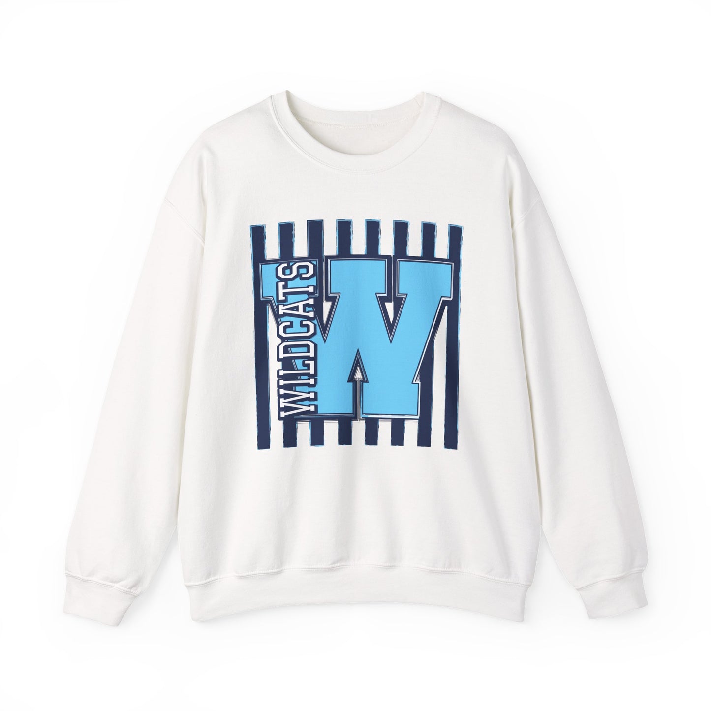 Wildcats 'W' Crewneck Sweatshirt — Striped unisex MEADOW BRIDGE Spirit Pullover
