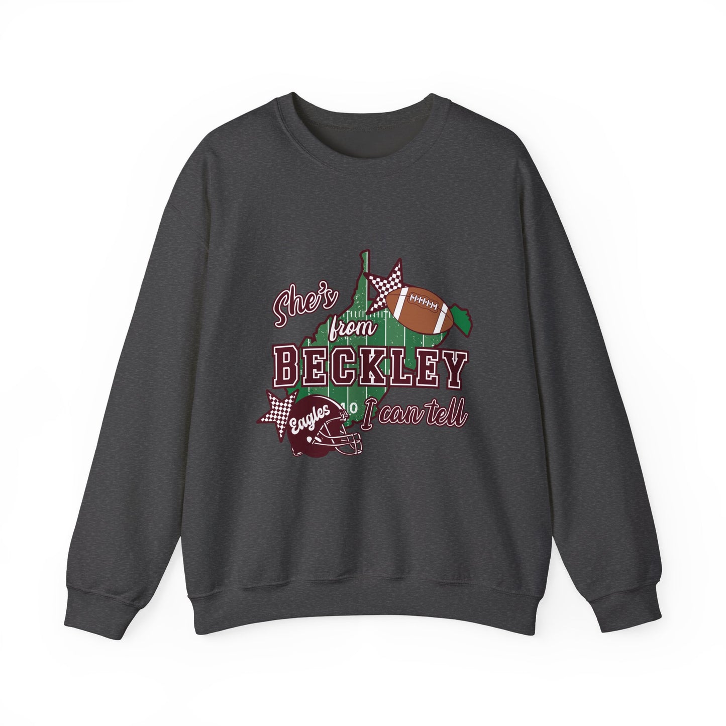 Beckley Football Crewneck Sweatshirt - "She's From Beckley" Vintage Town Pride
