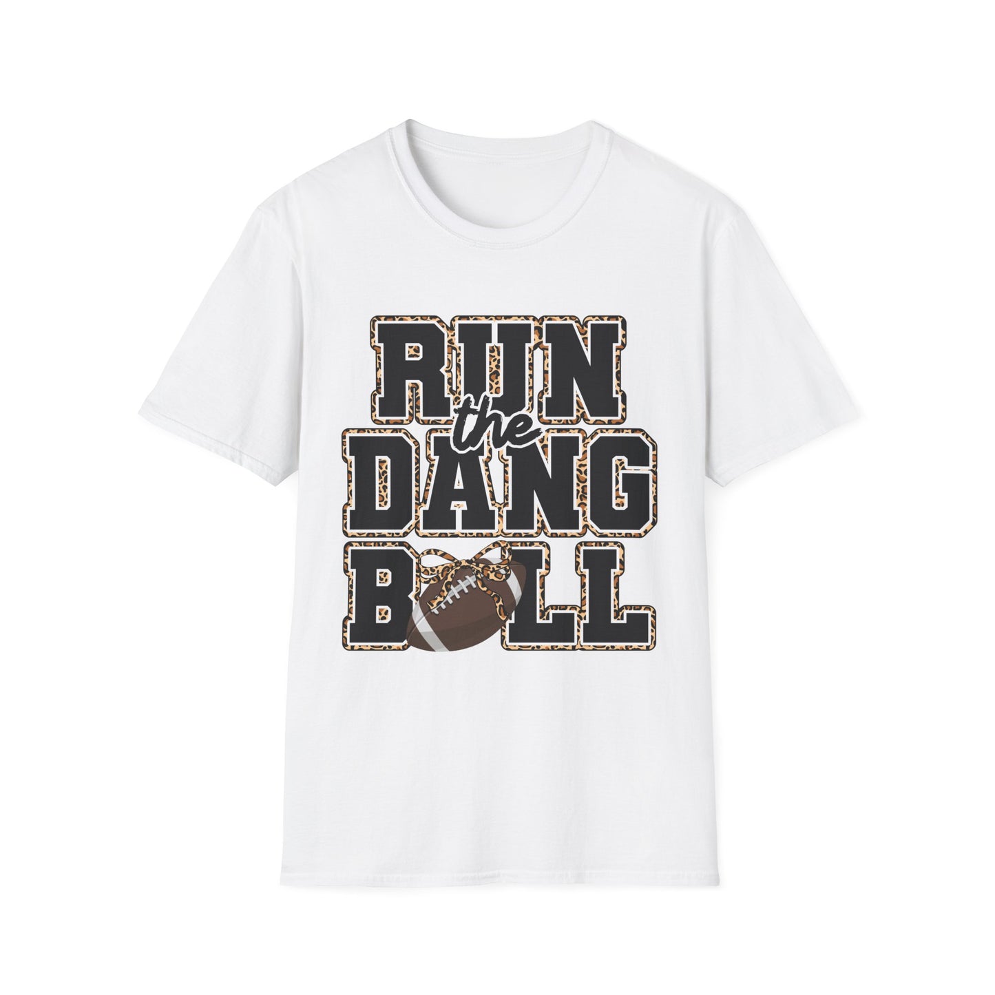 Run the Dang Ball T-Shirt — Football Mom/Coach Vintage Leopard Accent