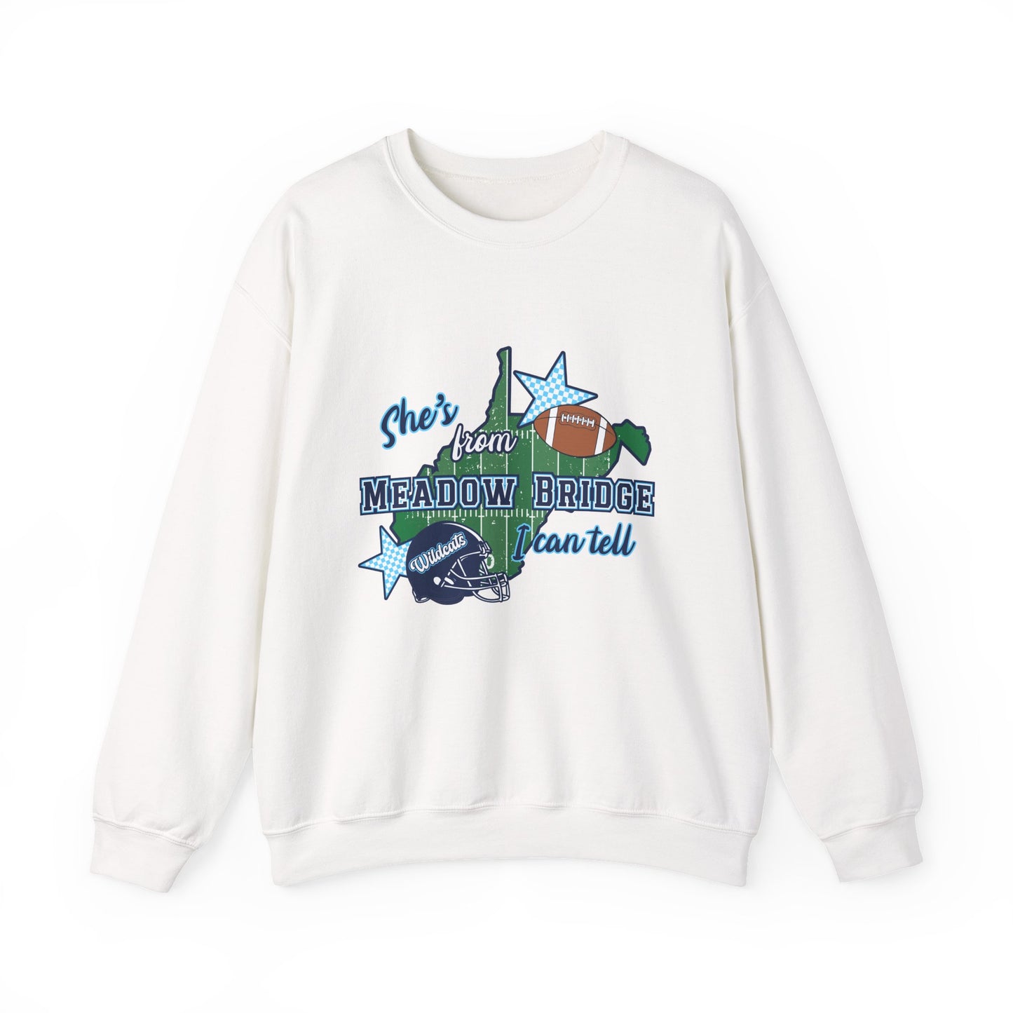 Meadow Bridge Football Crewneck Sweatshirt – "She's From Meadow Bridge, I Can Tell" School Pride