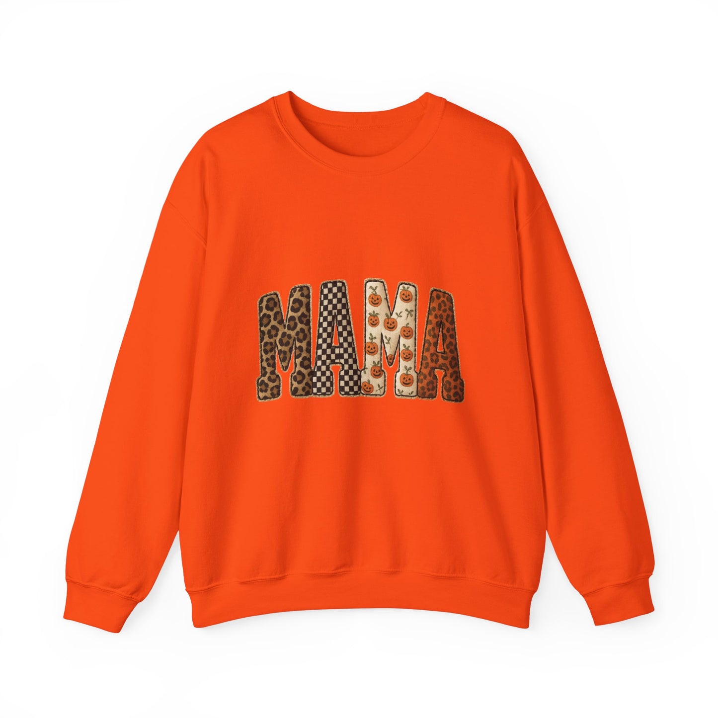 Mama Leopard & Pumpkin Crewneck Sweatshirt - Fall Mama Graphic Pullover