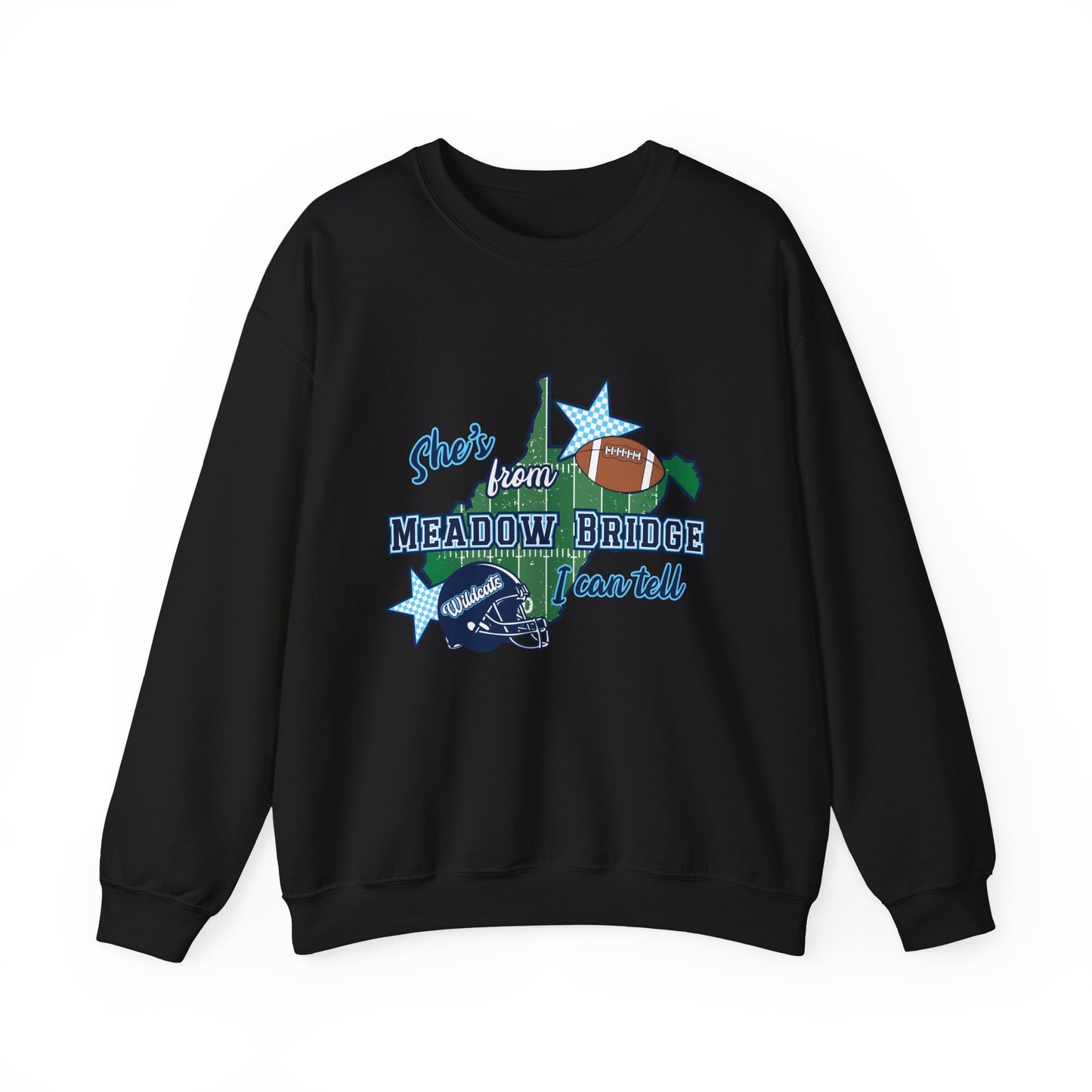 Meadow Bridge Football Crewneck Sweatshirt – "She's From Meadow Bridge, I Can Tell" School Pride